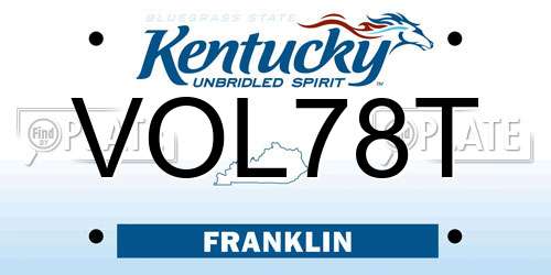 VOL78T Kentucky License Plate