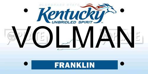 VOLMAN Kentucky License Plate