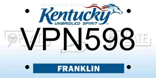 VPN598 Kentucky License Plate