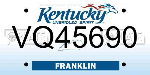 VQ45690 Kentucky License Plate
