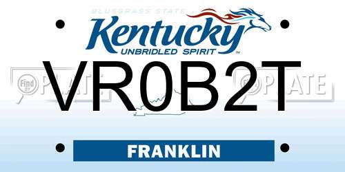VR0B2T Kentucky License Plate