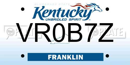 VR0B7Z Kentucky License Plate