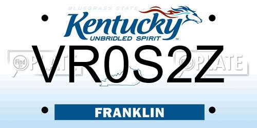 VR0S2Z Kentucky License Plate