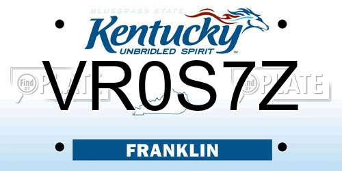VR0S7Z Kentucky License Plate