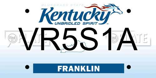 VR5S1A Kentucky License Plate