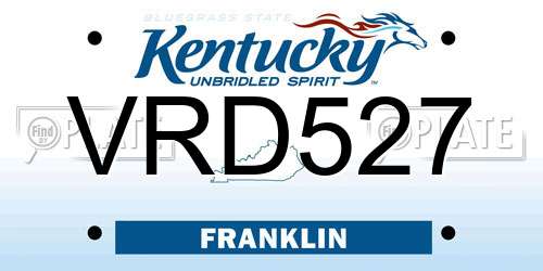 VRD527 Kentucky License Plate