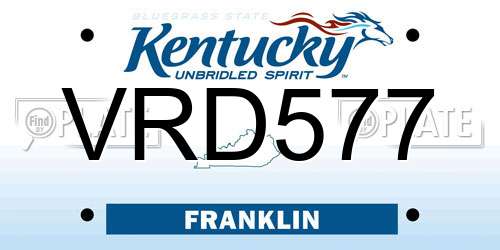 VRD577 Kentucky License Plate