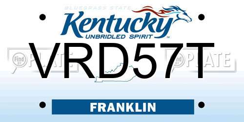 VRD57T Kentucky License Plate