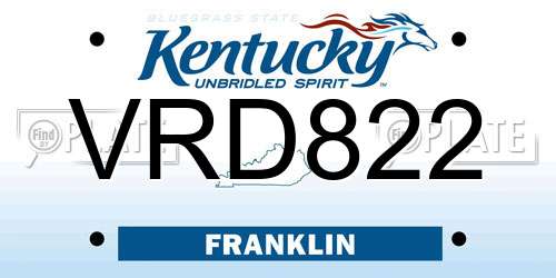 VRD822 Kentucky License Plate