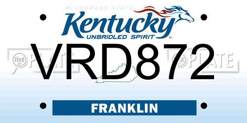 VRD872 Kentucky License Plate