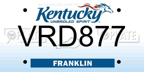 VRD877 Kentucky License Plate