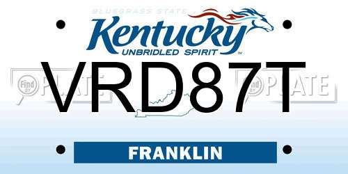 VRD87T Kentucky License Plate