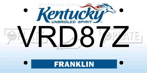 VRD87Z Kentucky License Plate
