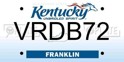 VRDB72 Kentucky License Plate