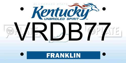 VRDB77 Kentucky License Plate