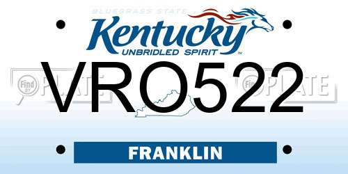 VRO522 Kentucky License Plate