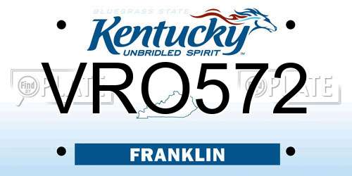 VRO572 Kentucky License Plate