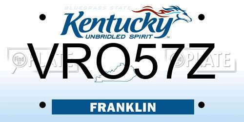 VRO57Z Kentucky License Plate