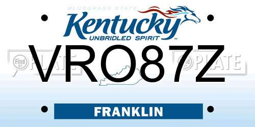 VRO87Z Kentucky License Plate