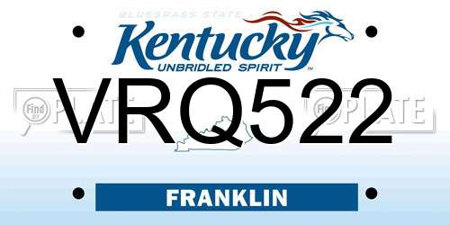 VRQ522 Kentucky License Plate