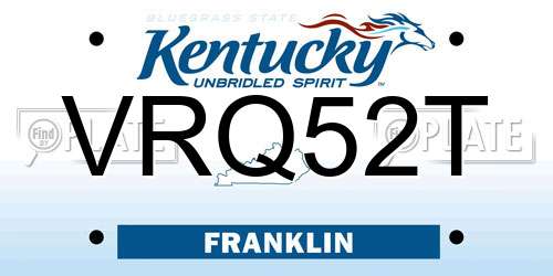 VRQ52T Kentucky License Plate