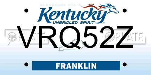 VRQ52Z Kentucky License Plate