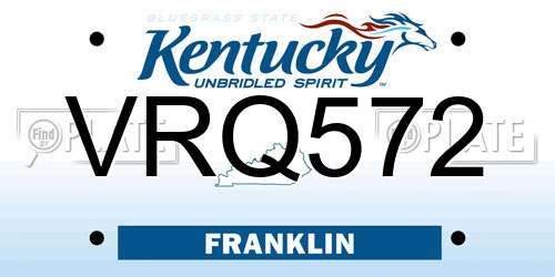 VRQ572 Kentucky License Plate