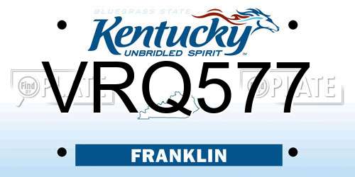 VRQ577 Kentucky License Plate