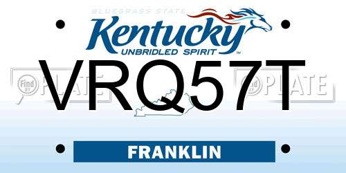 VRQ57T Kentucky License Plate