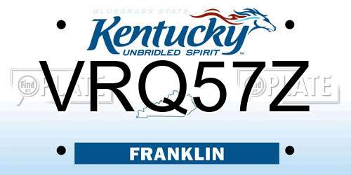VRQ57Z Kentucky License Plate