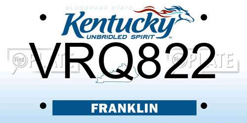VRQ822 Kentucky License Plate