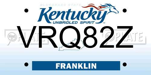 VRQ82Z Kentucky License Plate