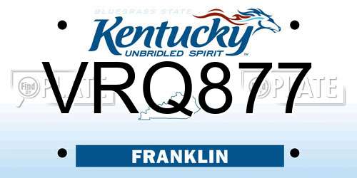 VRQ877 Kentucky License Plate