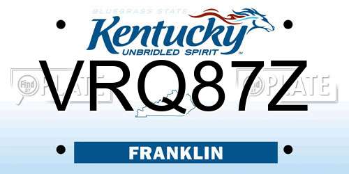 VRQ87Z Kentucky License Plate