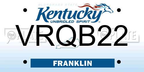 VRQB22 Kentucky License Plate