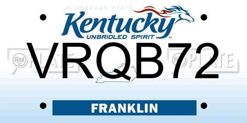 VRQB72 Kentucky License Plate
