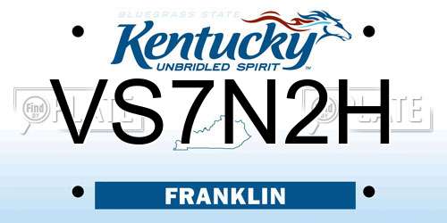 VS7N2H Kentucky License Plate