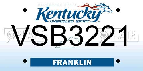 VSB3221 Kentucky License Plate