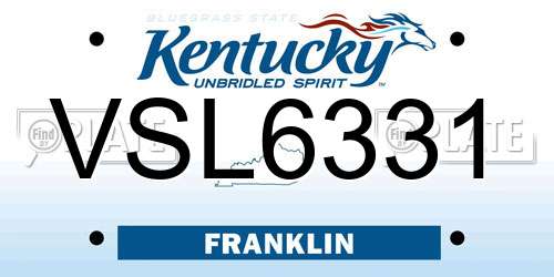 VSL6331 Kentucky License Plate
