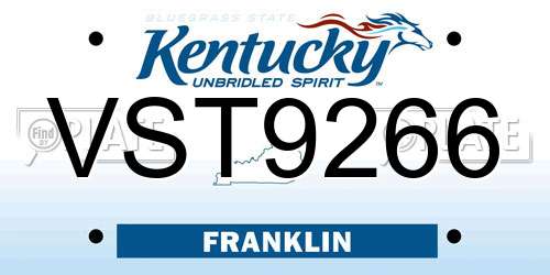 VST9266 Kentucky License Plate