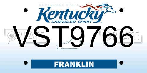 VST9766 Kentucky License Plate