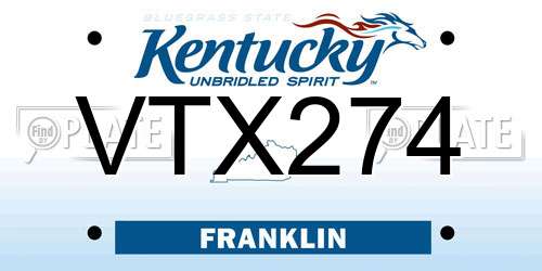 VTX274 Kentucky License Plate