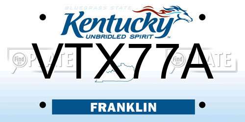 VTX77A Kentucky License Plate