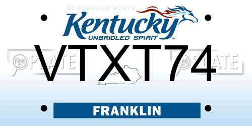 VTXT74 Kentucky License Plate