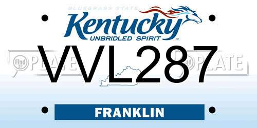 VVL287 Kentucky License Plate