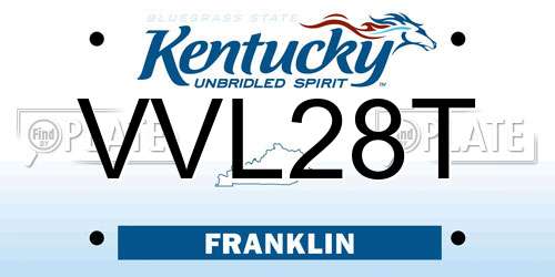 VVL28T Kentucky License Plate
