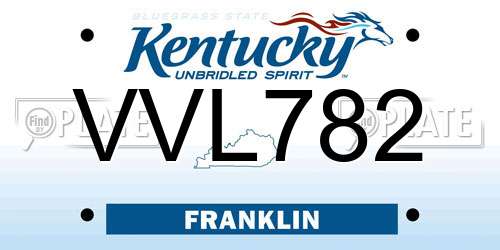 VVL782 Kentucky License Plate