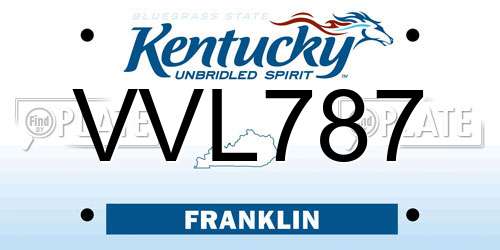 VVL787 Kentucky License Plate