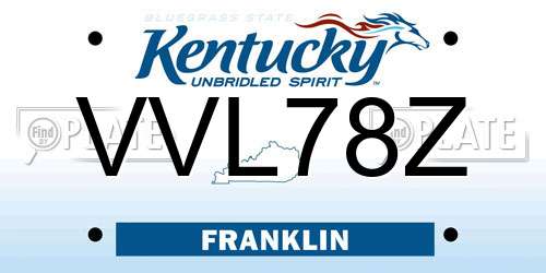 VVL78Z Kentucky License Plate