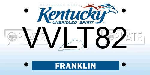 VVLT82 Kentucky License Plate